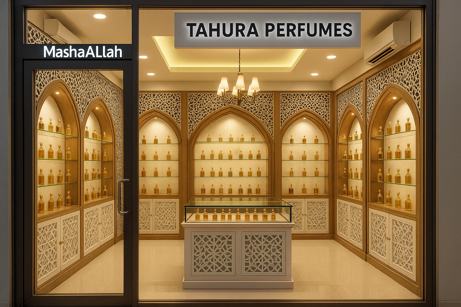 Tahura Perfumes store interior showcasing premium halal perfumes, attars, and fragrance oils in Bangladesh