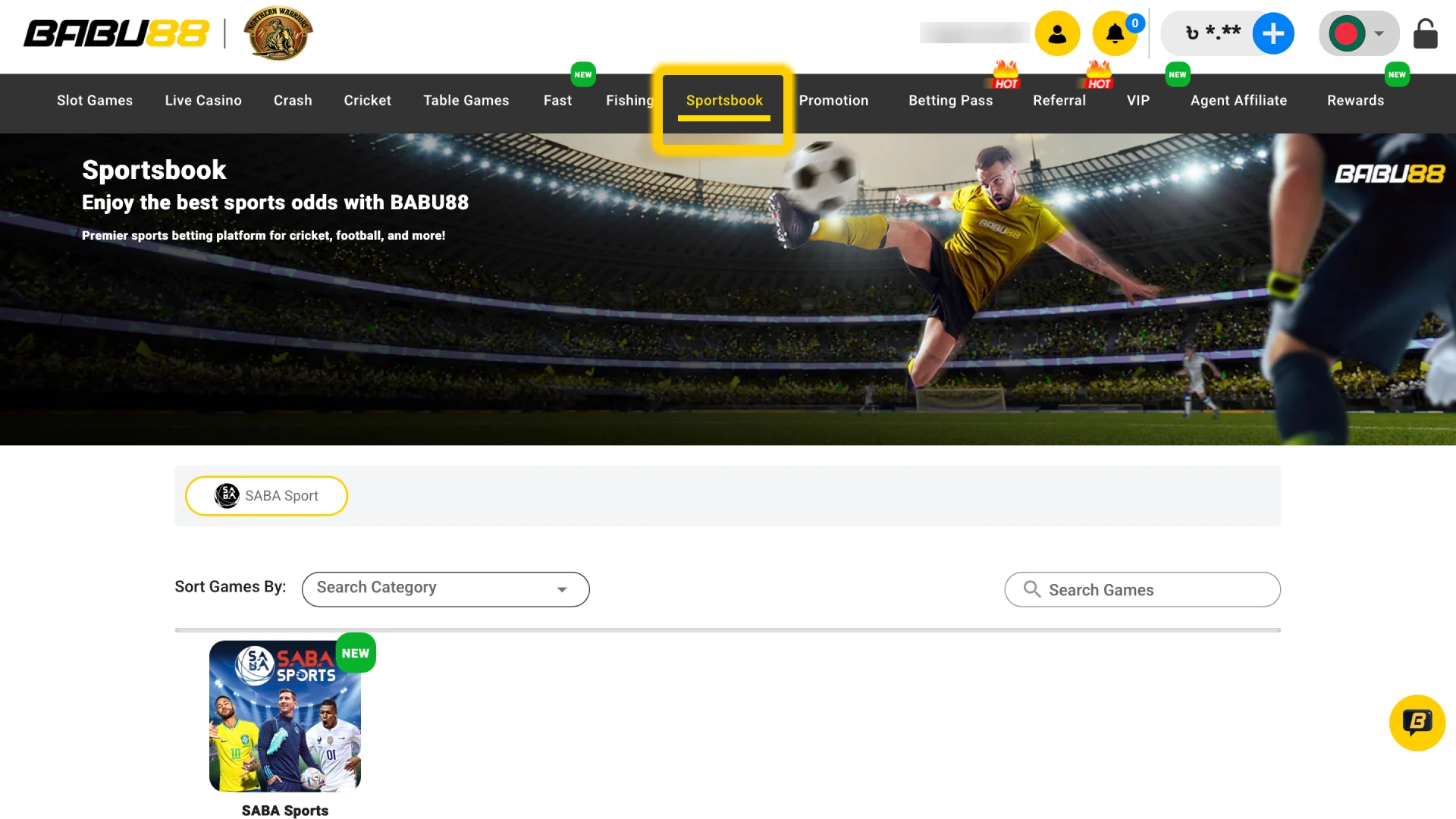 Navigate to the Sports section.