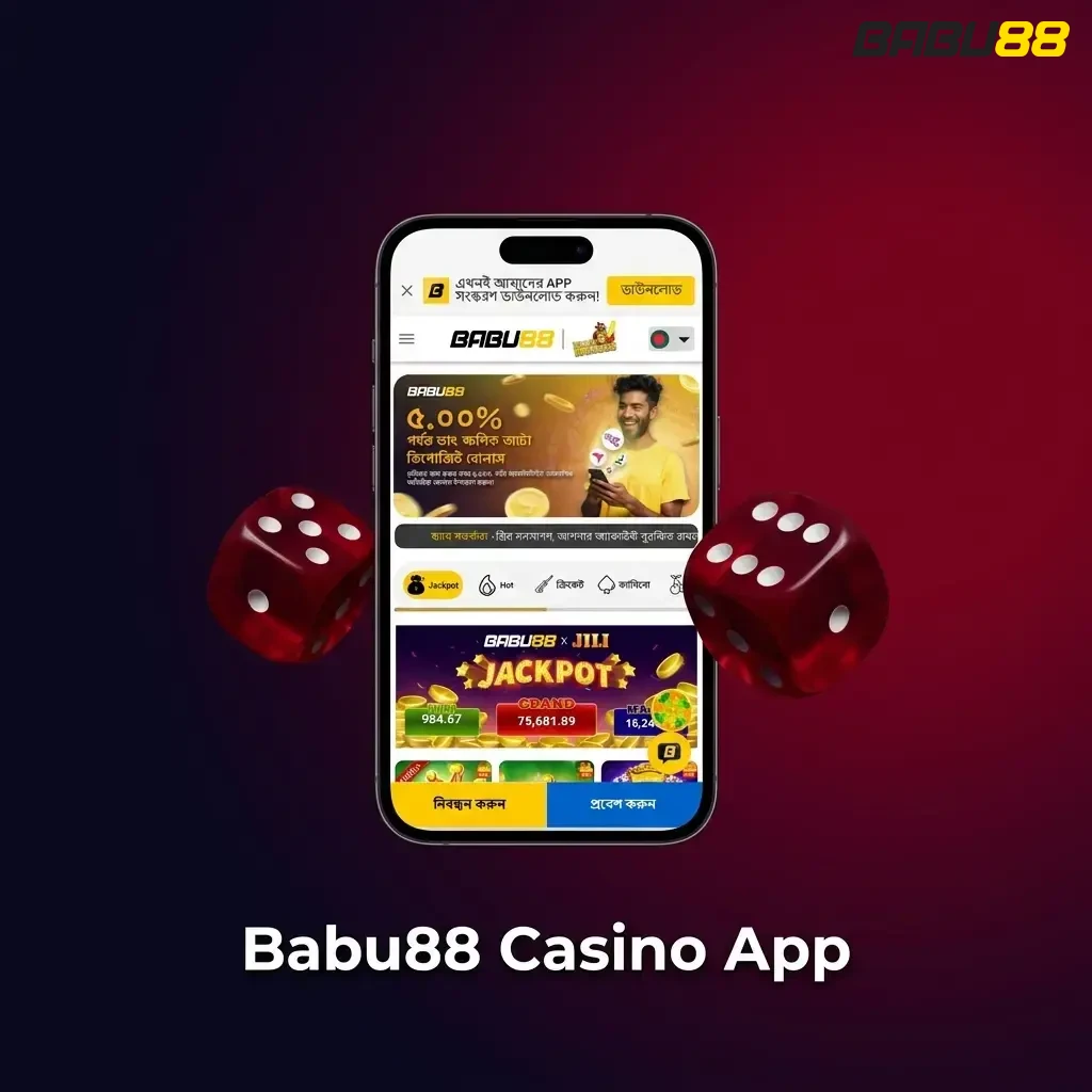 Babu88 casino app interface showing live dealer games, slots, and sports betting with Pragmatic Play and Evolution Gaming