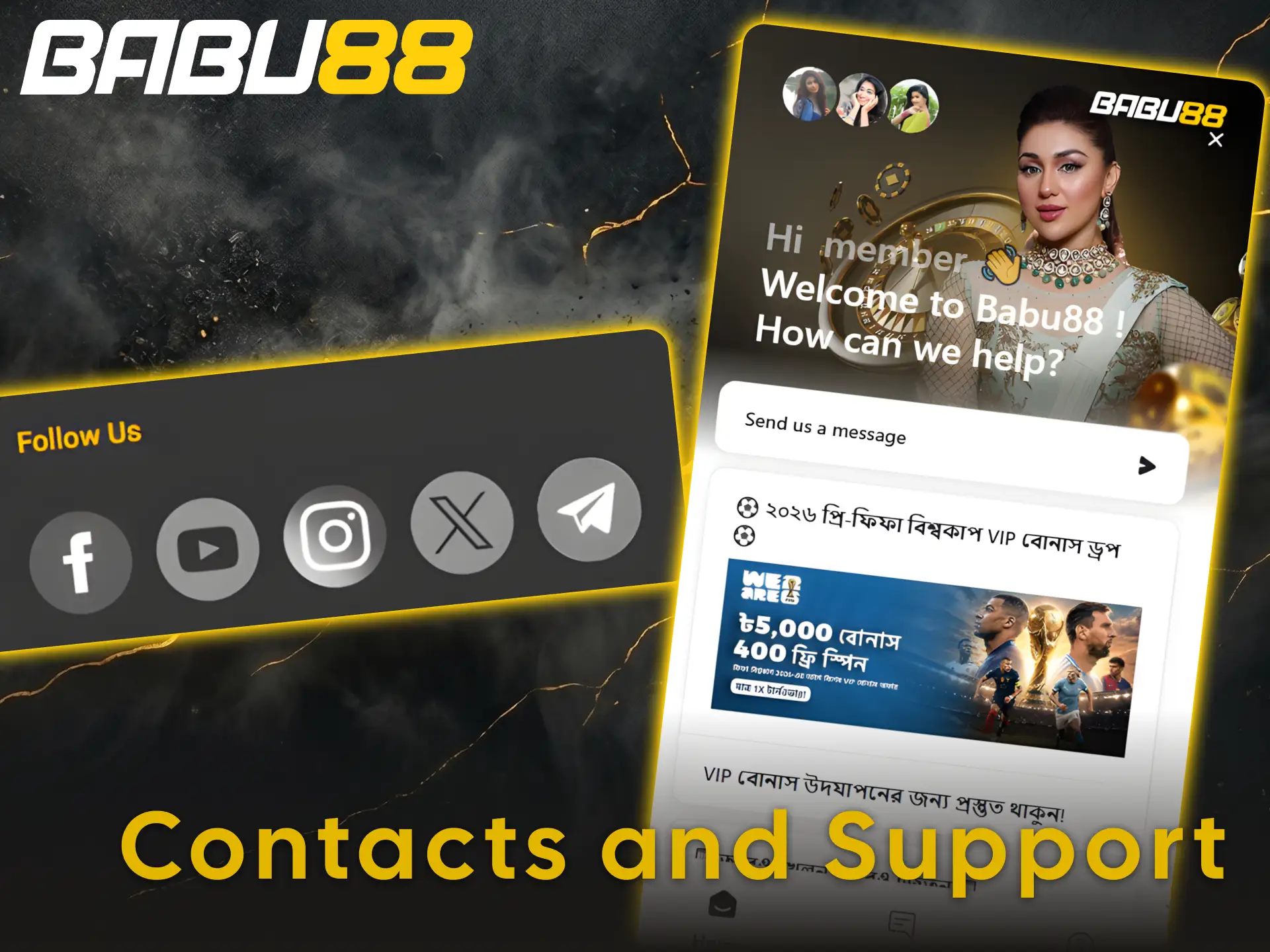 Contact professional customer support to get instant help from Babu88.