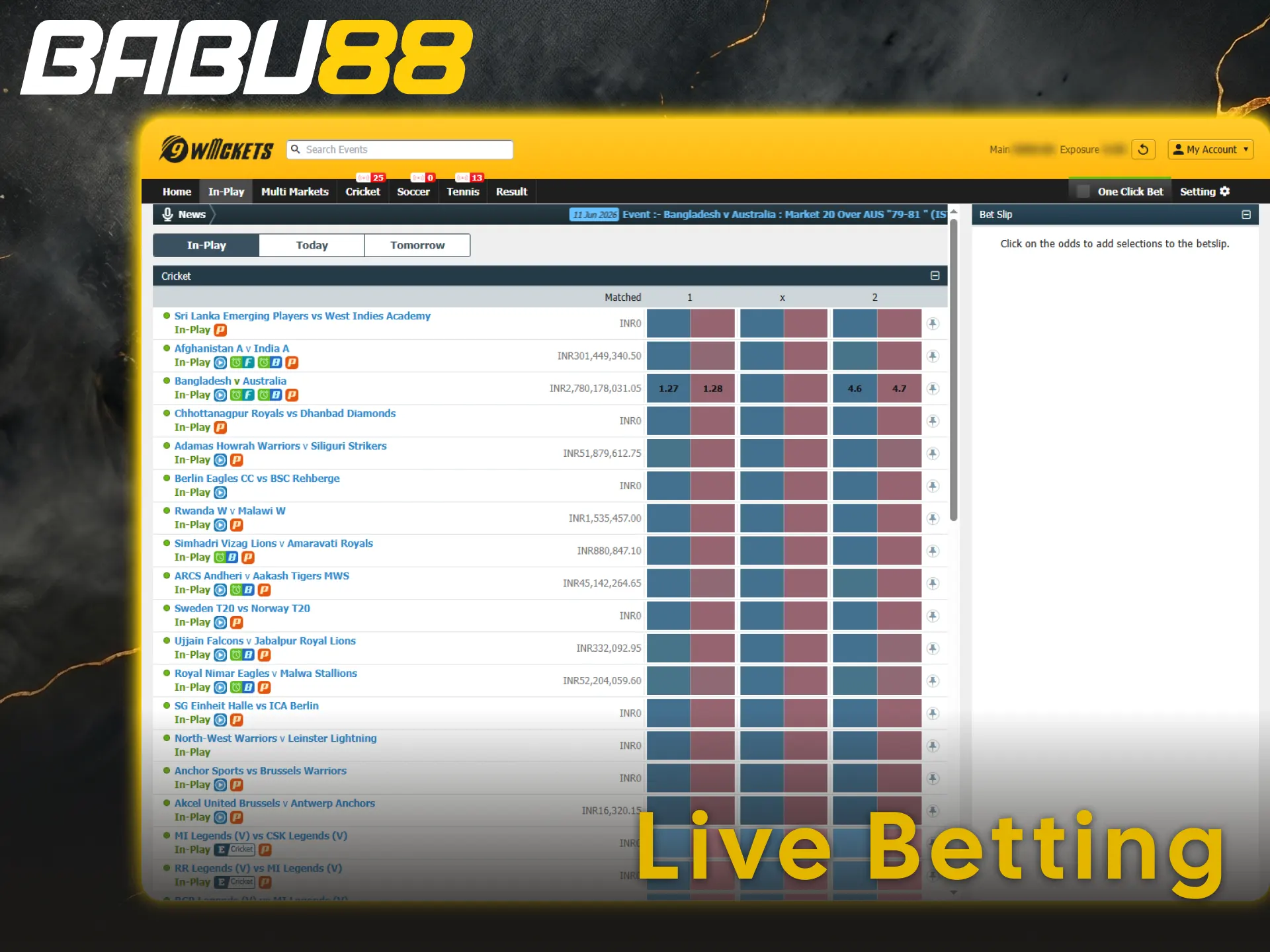 Try dynamic live betting with high odds at Babu88.