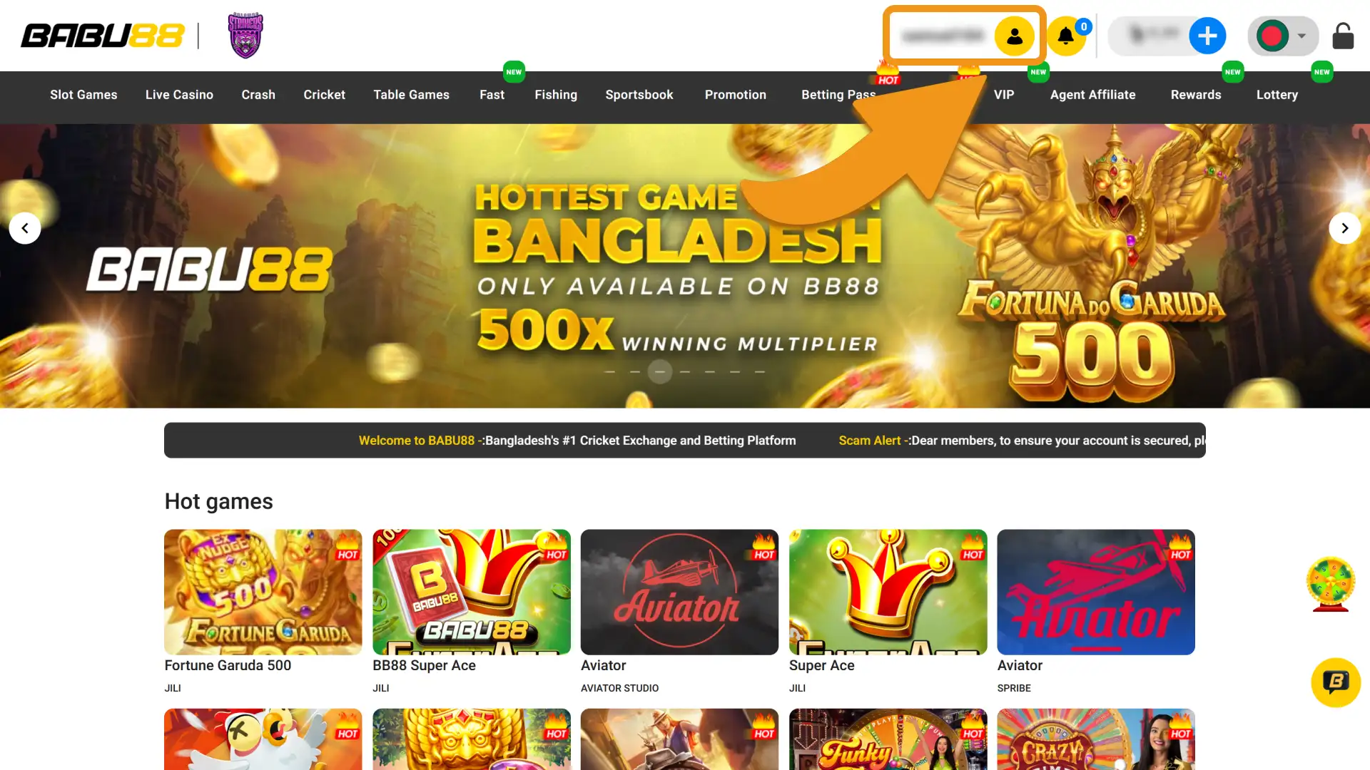 Log in to your personal profile on the Babu88 official main website.